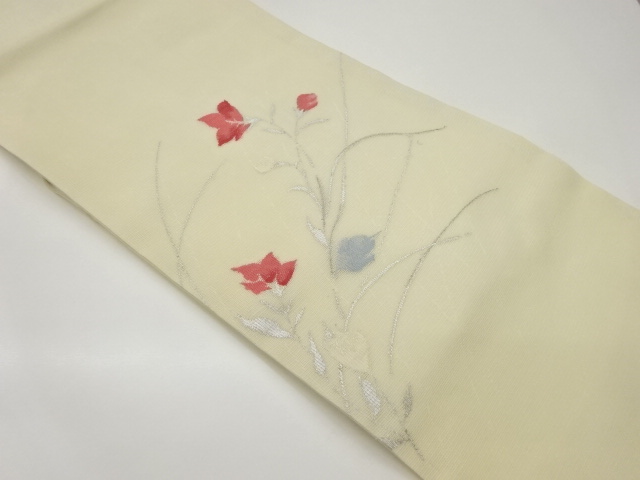 JAPANESE NAGOYA OBI FOR SUMMER / WOVEN FLORAL PLANTS